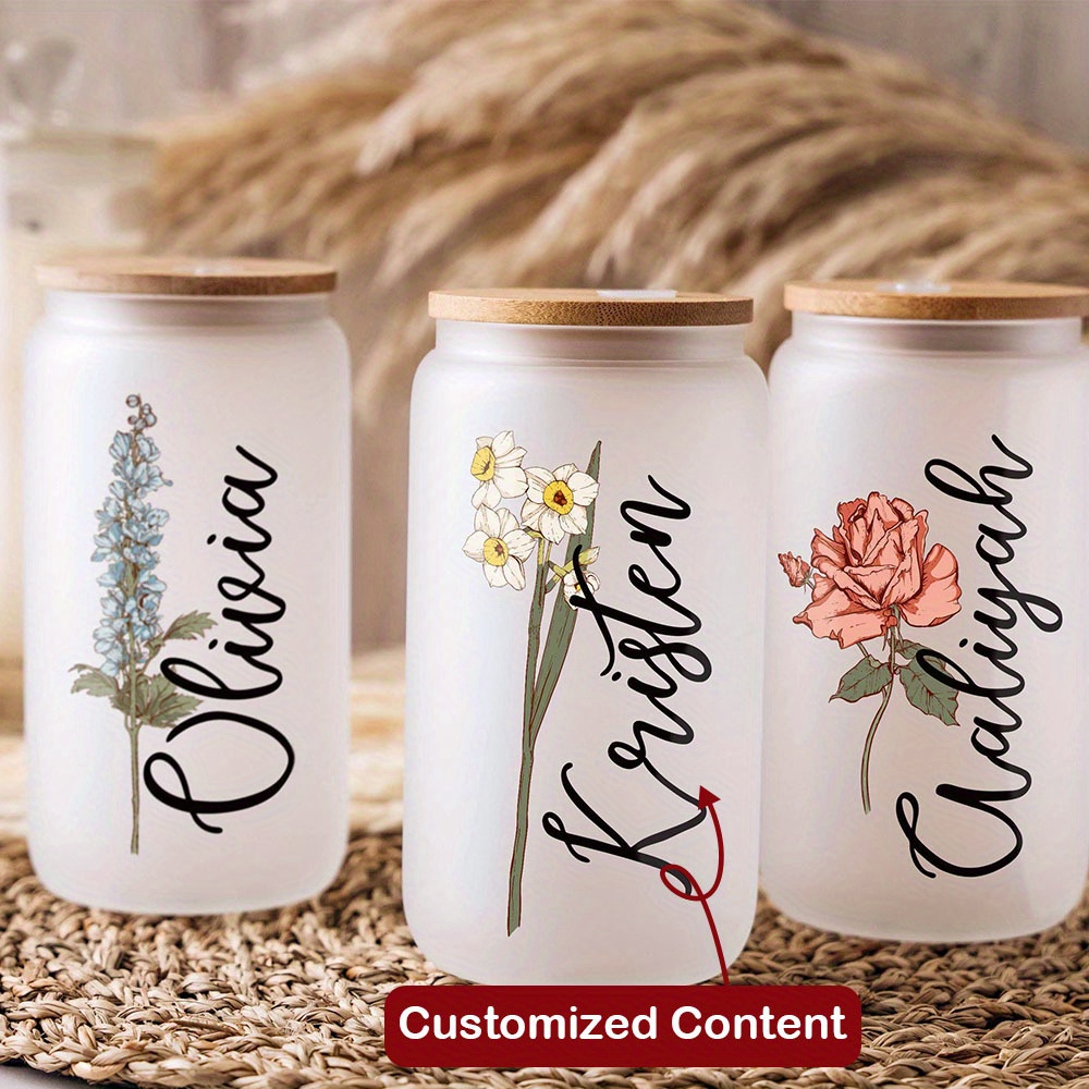 Custom Birth Flower Name Glass - огляд і ціна Coffee Equipment Usa