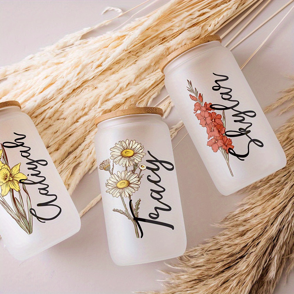 Custom Birth Flower Name Glass - огляд і ціна Coffee Equipment Usa